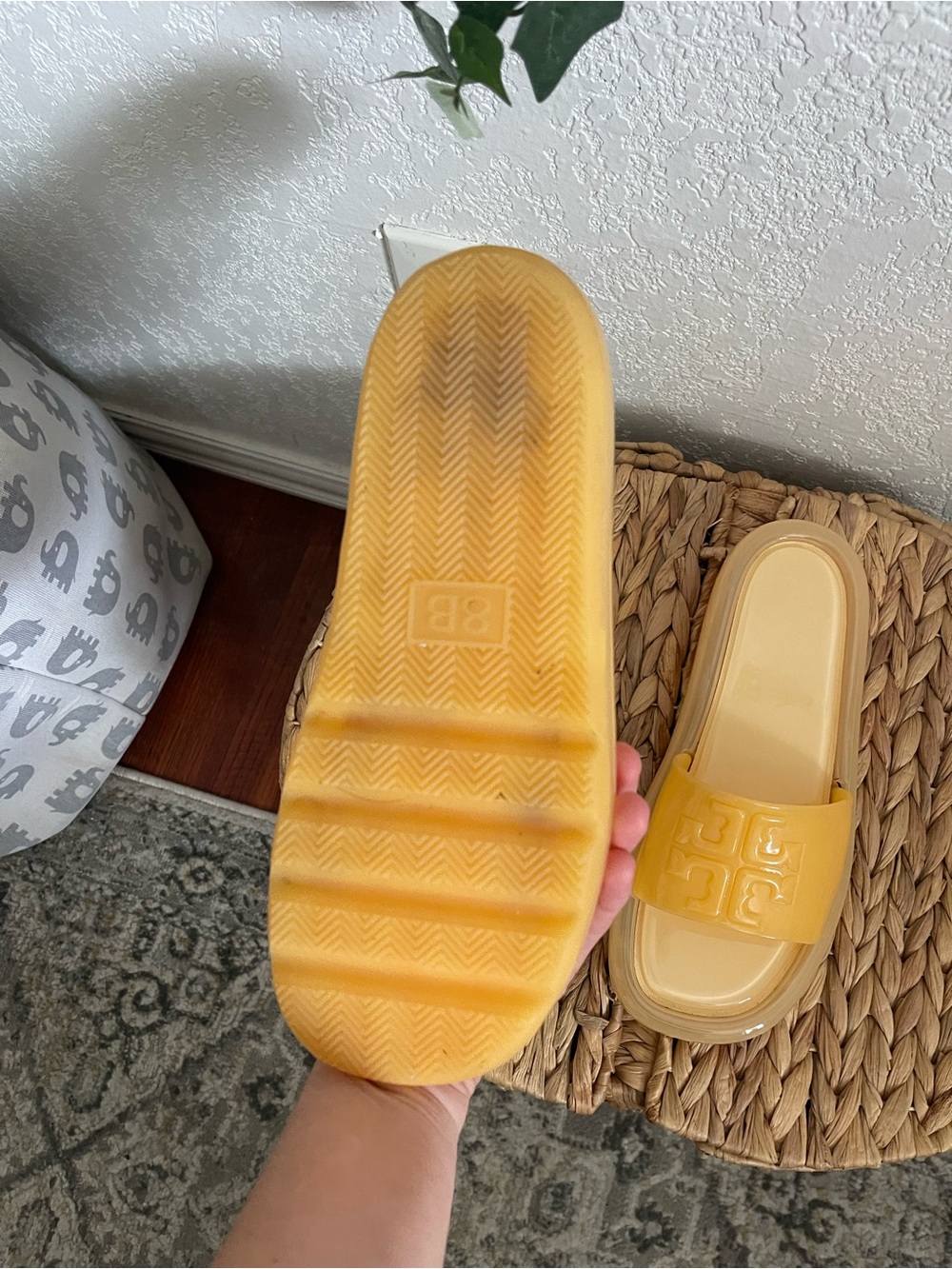 Tory Burch Yellow Patent Slide Mules - Picture 2 of 3